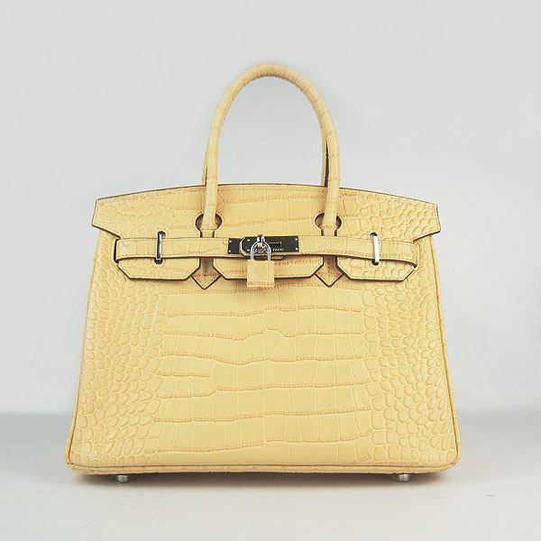 Replica Hermes Birkin 30CM Crocodile Veins Bag Yellow 6088 On Sale - Click Image to Close